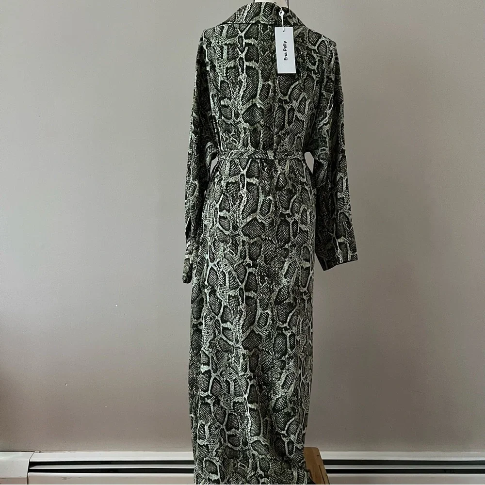 ENA PELLY green Python Utility belted maxi Shirt Dress 10 - Picture 6 of 10